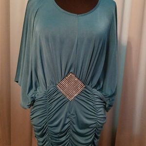 Teal top w/crystal embellished (runs large)